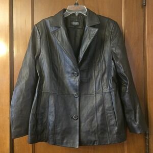 BGSD Women's Reyna Lambskin Leather Blazer Jacket Size XL Classic Soft Tailored
